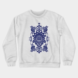 Damask in blue and white (positive) Crewneck Sweatshirt